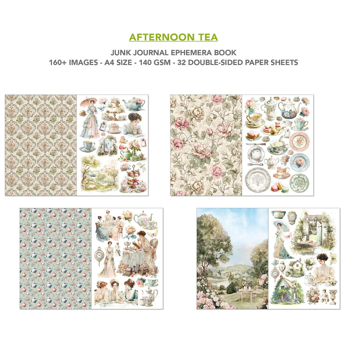 Ciao Bella - Junk Journal & Ephemera Book - Afternoon Tea (A4 32/pkg)