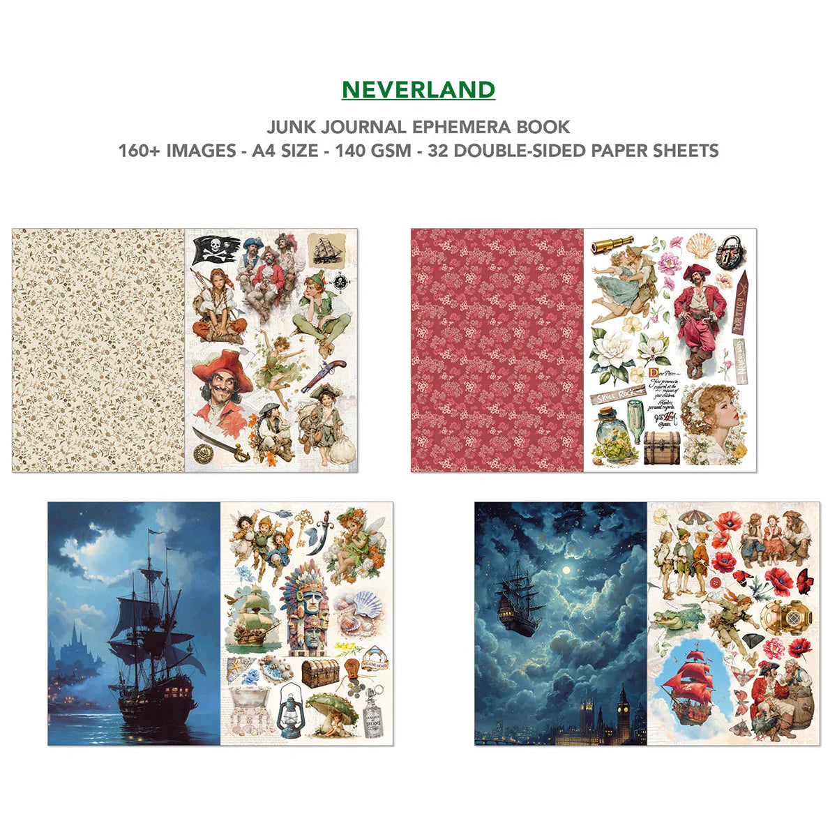 Ciao Bella- Junk Journal & Ephemera Book - Neverland  (A4 32/pg)