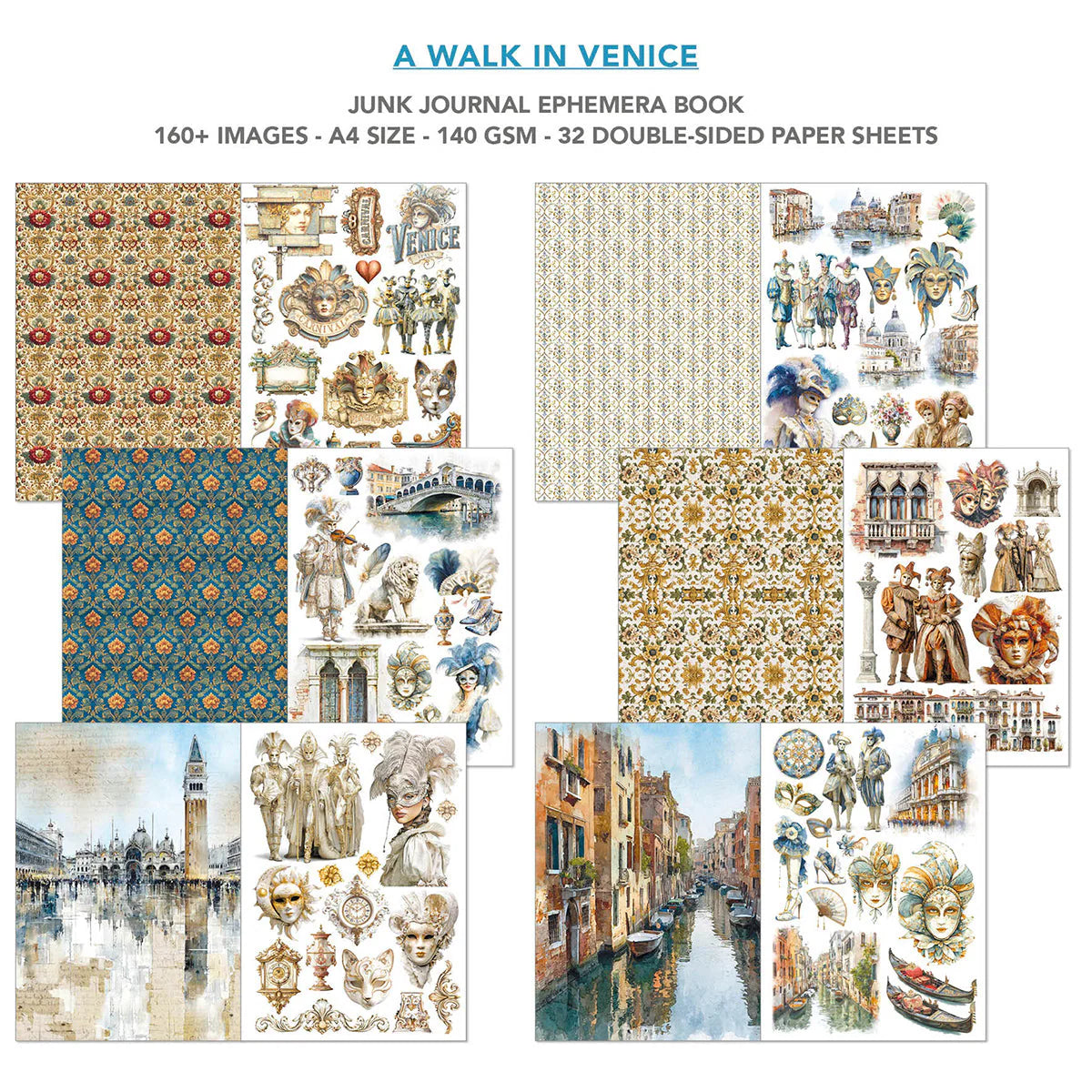 Ciao Bella- Junk Journal & Ephemera Book - A Walk in Venice (A4 32/pg)