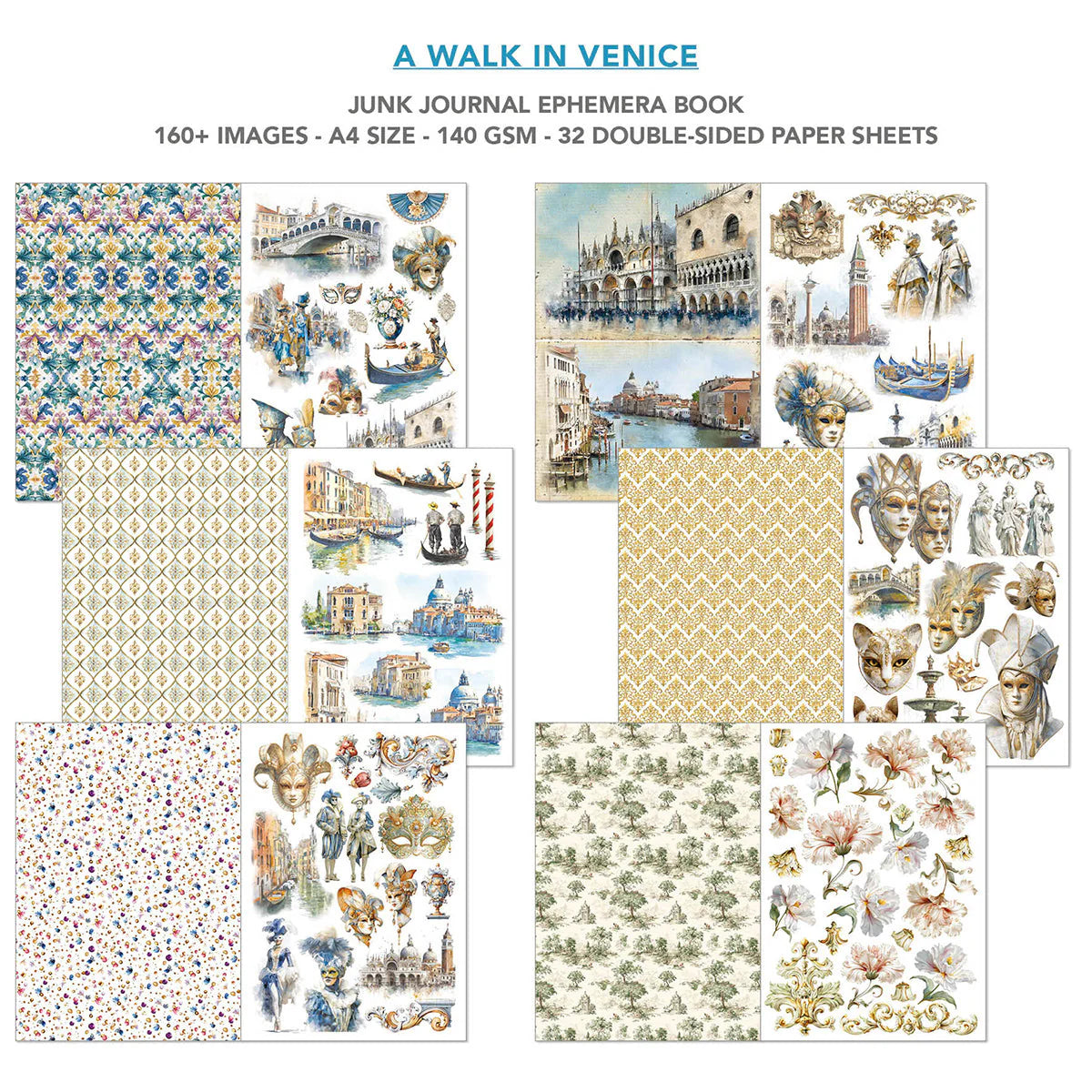 Ciao Bella- Junk Journal & Ephemera Book - A Walk in Venice (A4 32/pg)