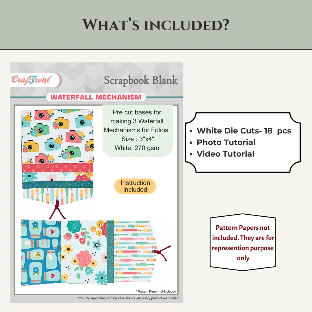 CrafTreat - Scrapbook Blank Precut Base - Waterfall Mechanism White - 3"x4"