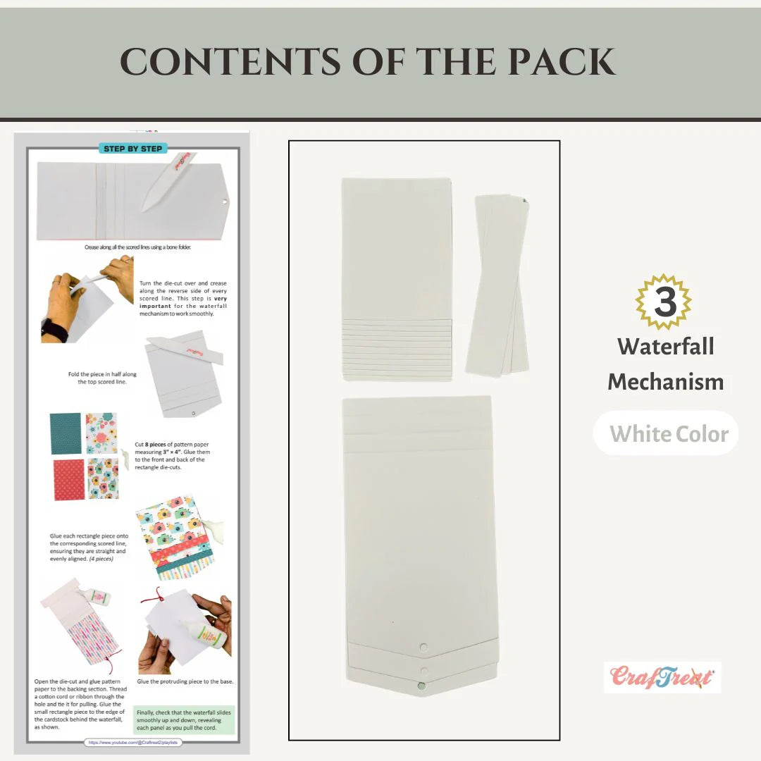 CrafTreat - Scrapbook Blank Precut Base - Waterfall Mechanism White - 3"x4"