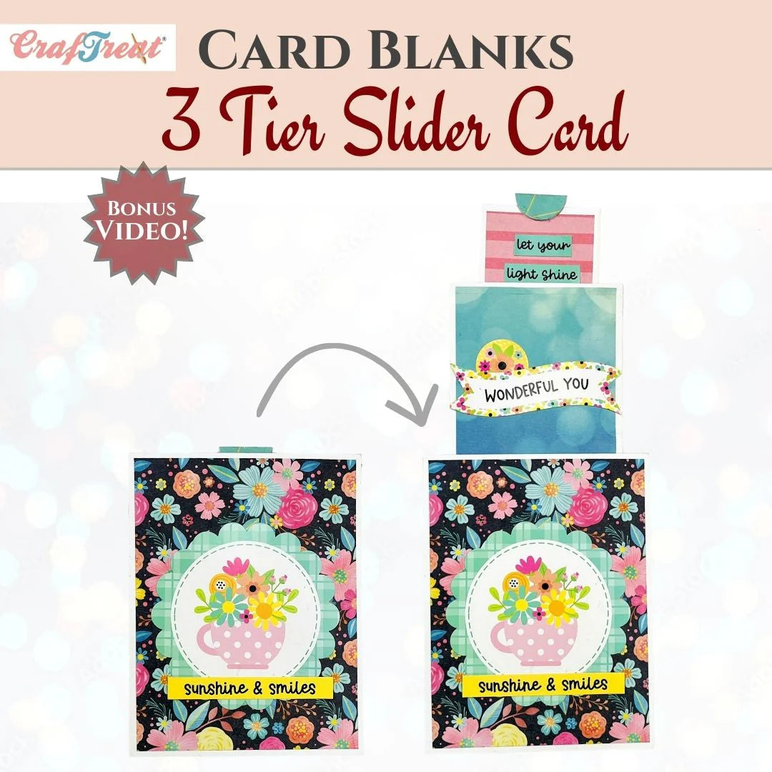 CrafTreat - Card Blanks - 3 Tier Slider Card - (4/pack - white)