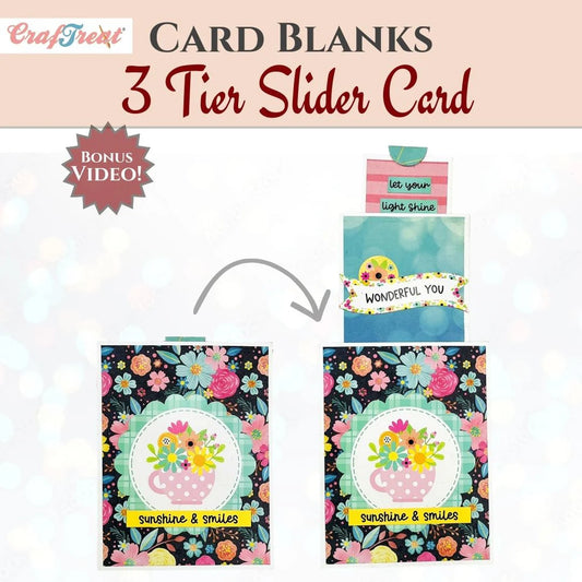 CrafTreat - Card Blanks - 3 Tier Slider Card - (4/pack - white)