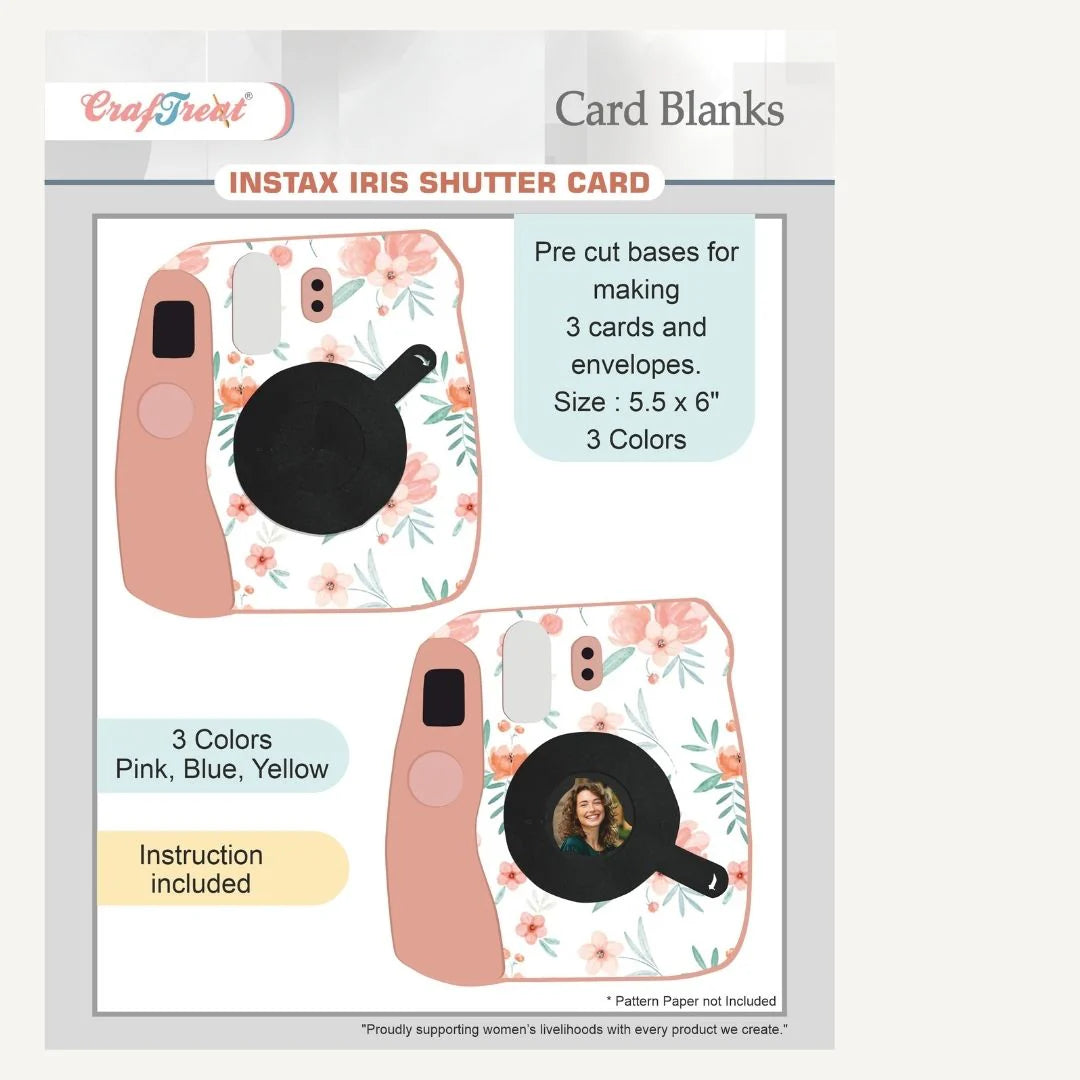 CrafTreat - Card Blanks - Instax Iris Lens Card (3/pack, pink, blue, yellow)