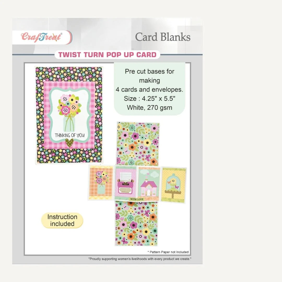 CrafTreat - Card Blanks - Twist Turn Pop up Card (4/pack - white)
