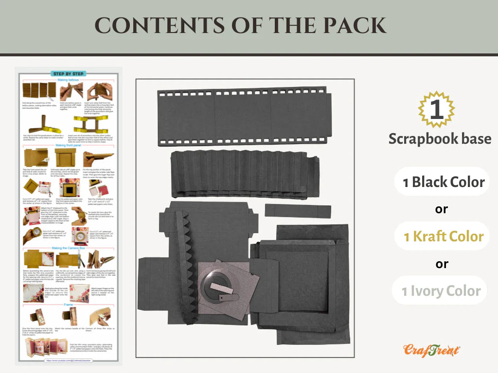 CrafTreat - Scrapbook Blank Precut Album Base - Vintage Camera - Black