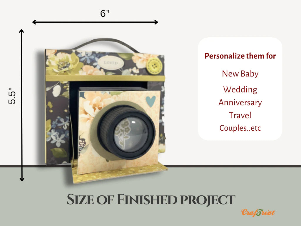 CrafTreat - Scrapbook Blank Precut Album Base - Vintage Camera - Ivory