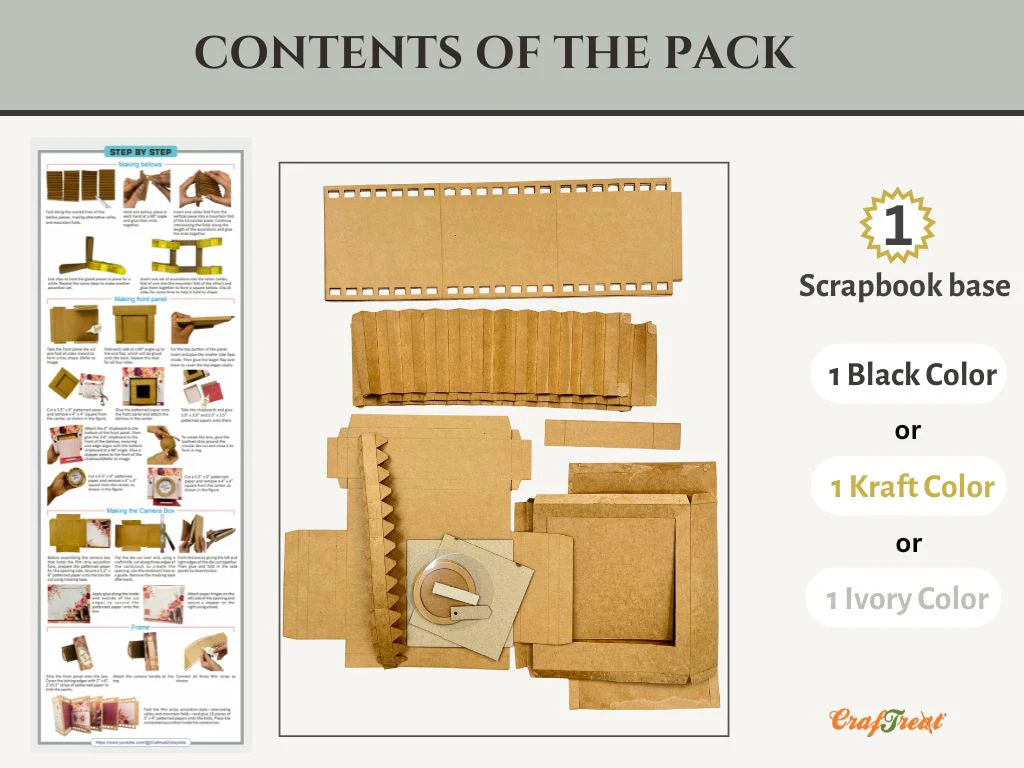 CrafTreat - Scrapbook Blank Precut Album Base - Vintage Camera - Kraft