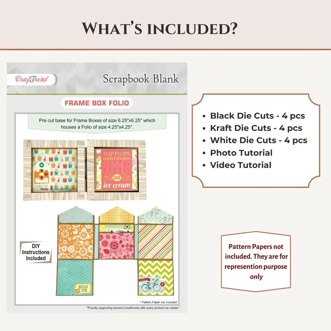 Craftreat - Scrapbook Blank Quick Folio - Frame Box Folio (3/pack, black, white, kraft)