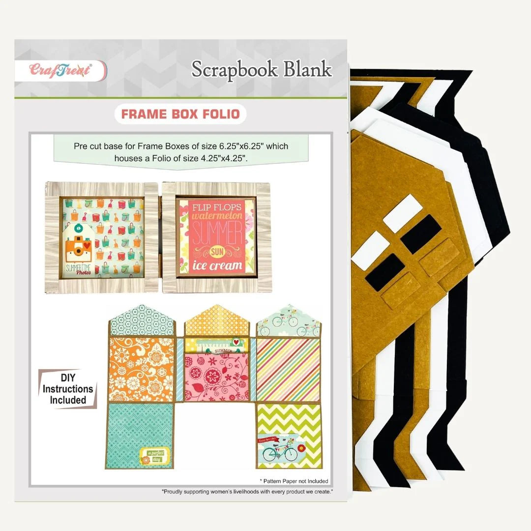 Craftreat - Scrapbook Blank Quick Folio - Frame Box Folio (3/pack, black, white, kraft)