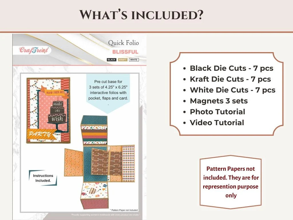 Craftreat - Scrapbook Blank Quick Folio - Blissful (3/pack black, white, kraft)