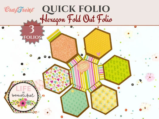 Craftreat - Scrapbook Blank Quick Folio - Hexagon Fold Out (3/pack, black, white, kraft)
