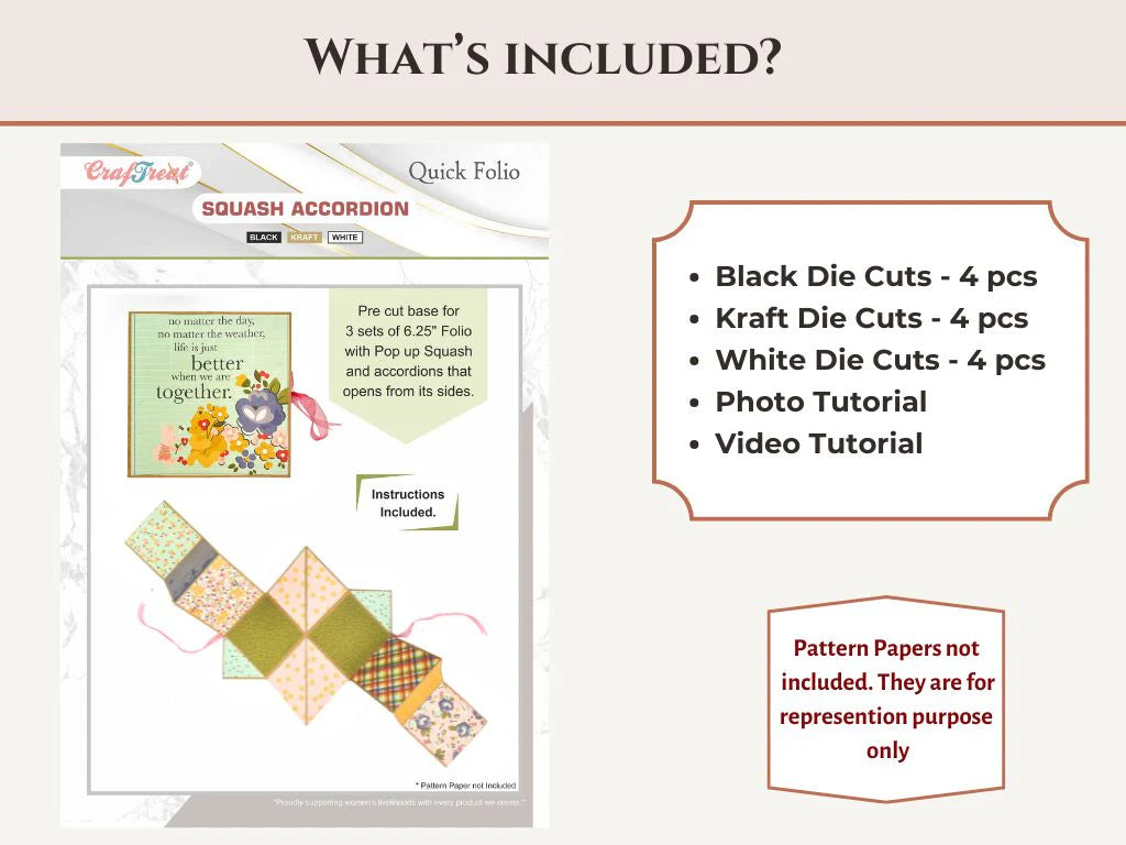 Craftreat - Scrapbook Blank Quick Folio - Squash Accordion (3/pack, black, white, kraft)