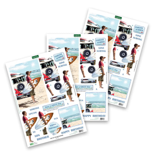Katy Sue - 3D Die Cut Decoupage - Surfing (1/sheet)