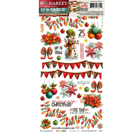 49 and Market - Jolly Jingles - Blendable Rub-on Transfer Set 6"12"