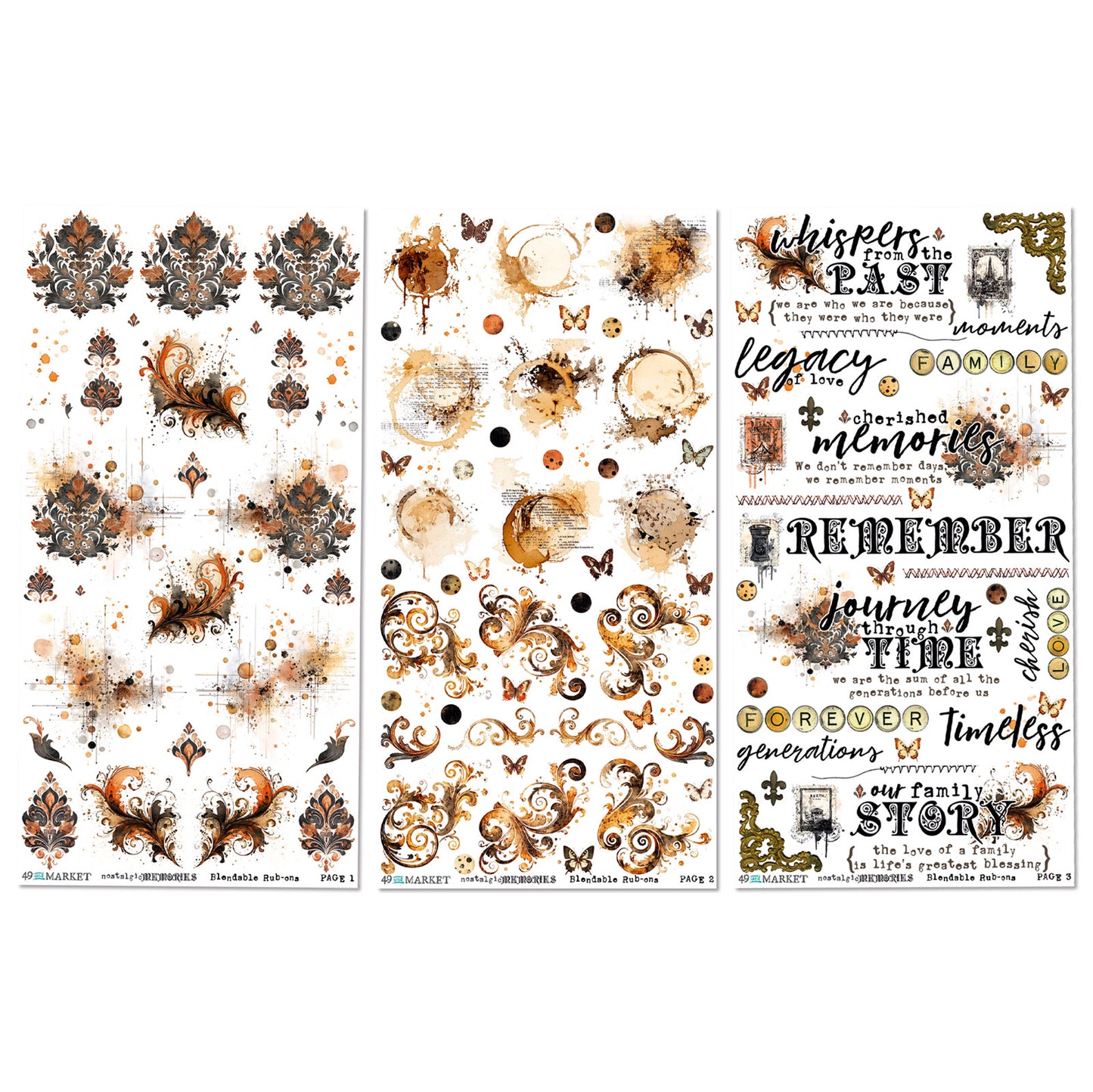 49 and Market - Nostalgic Memories - 6 x12 Blendable Rub-on Transfer Set