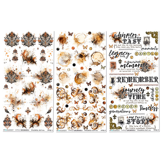 49 and Market - Nostalgic Memories - 6 x12 Blendable Rub-on Transfer Set