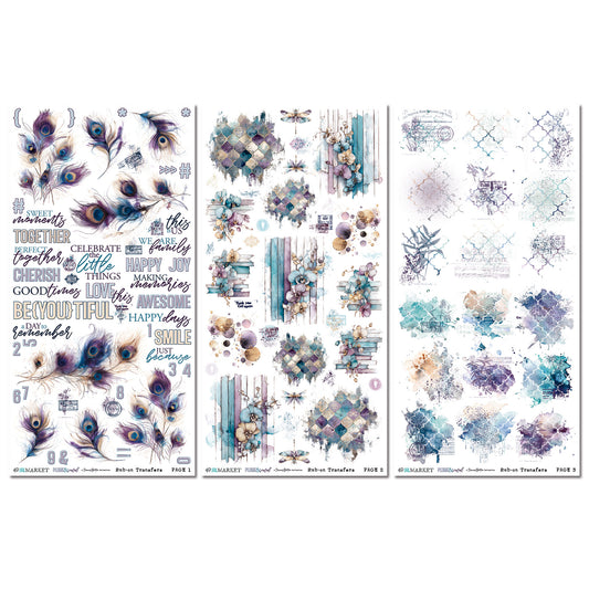 49 and Market - Plume & Petal - 6 x12 Blendable Rub-on Transfer Set