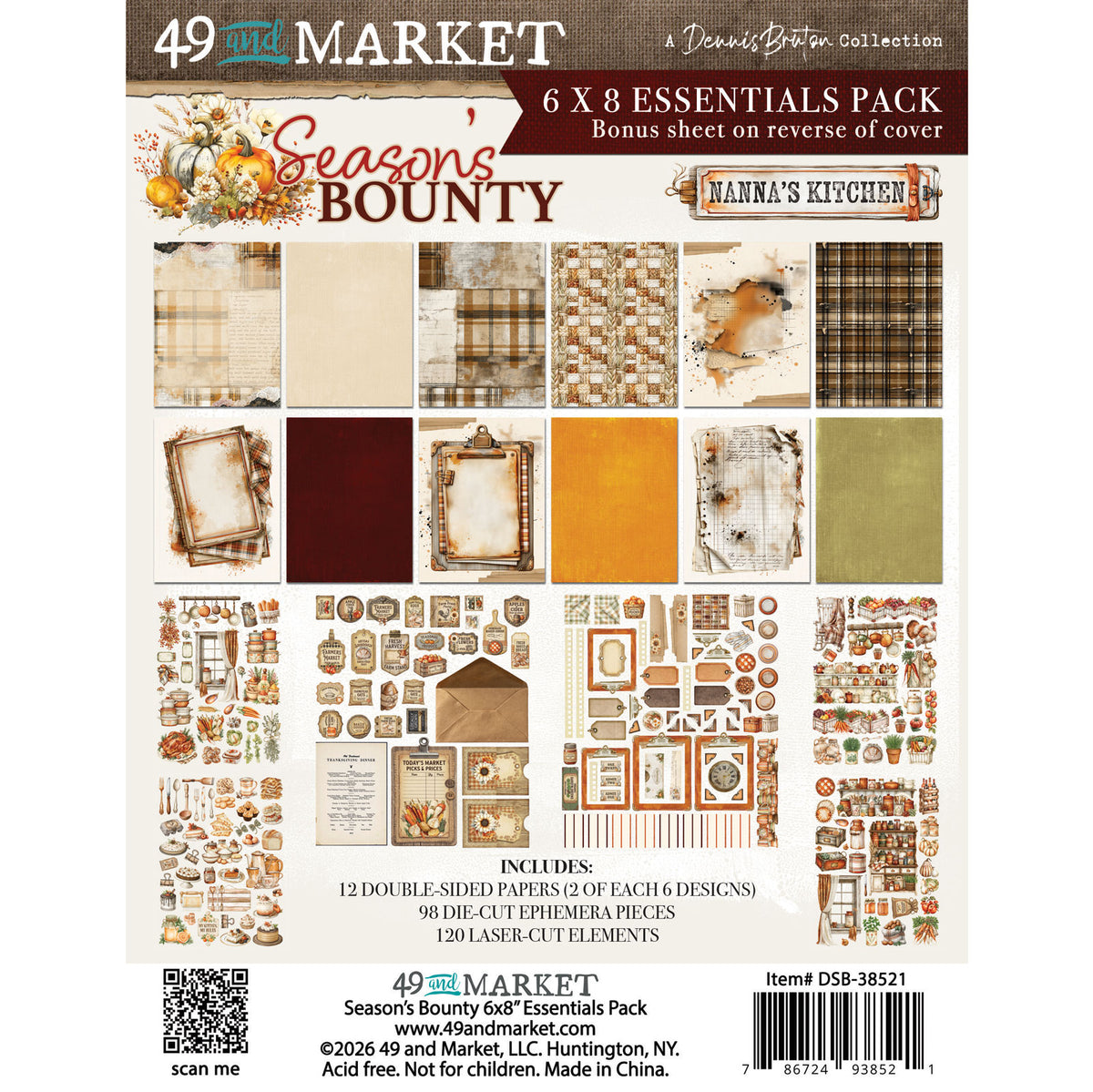 49 and Market - Season's Bounty - 6x8 Essentials Pack (with ephemera and laser cuts)