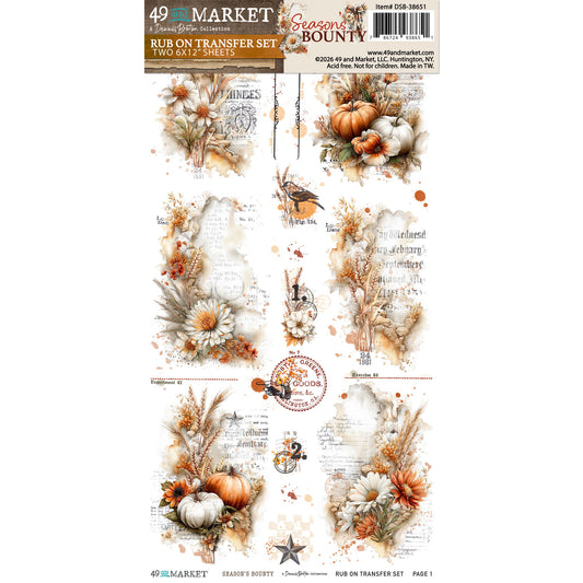 49 and Market - Season's Bounty -  Essential Rub-on Transfer Set 6"x12"