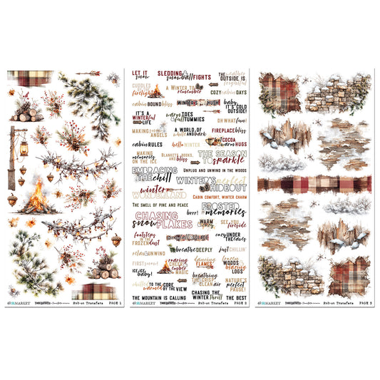 49 and Market - Timber and Tweed - 6x12 Essentials Rub-on Transfer Set