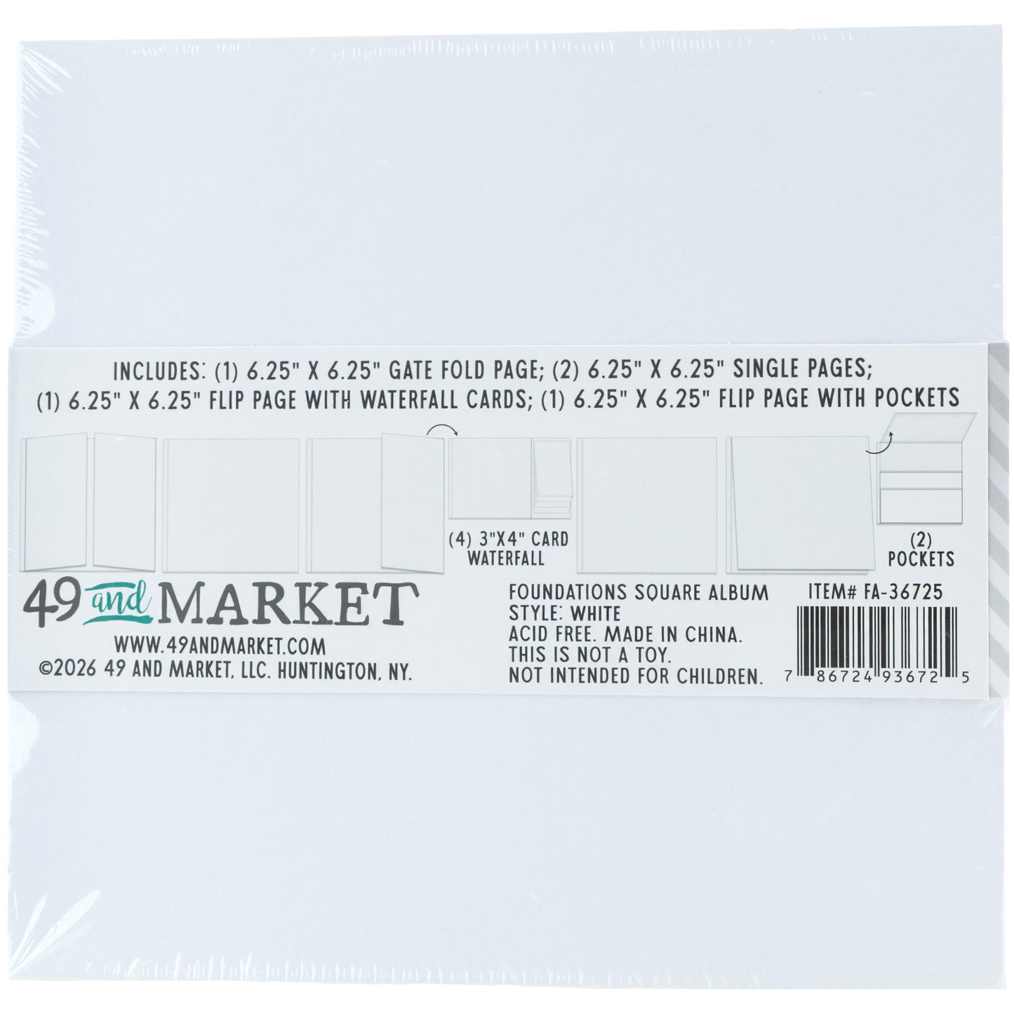 49 and Market - Foundations 6x6" Square Album - White