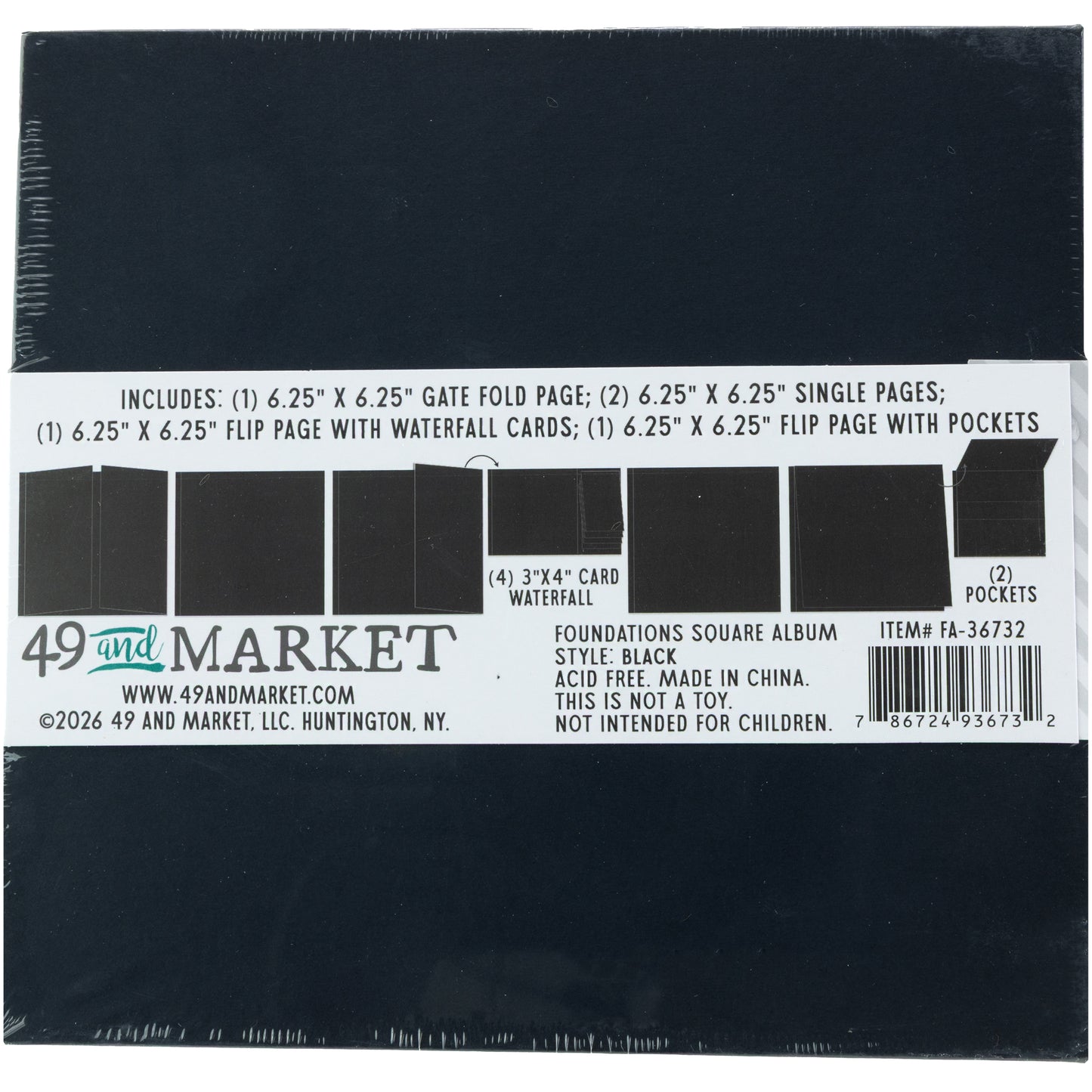 49 and Market - Foundations 6x6" Square Album - Black