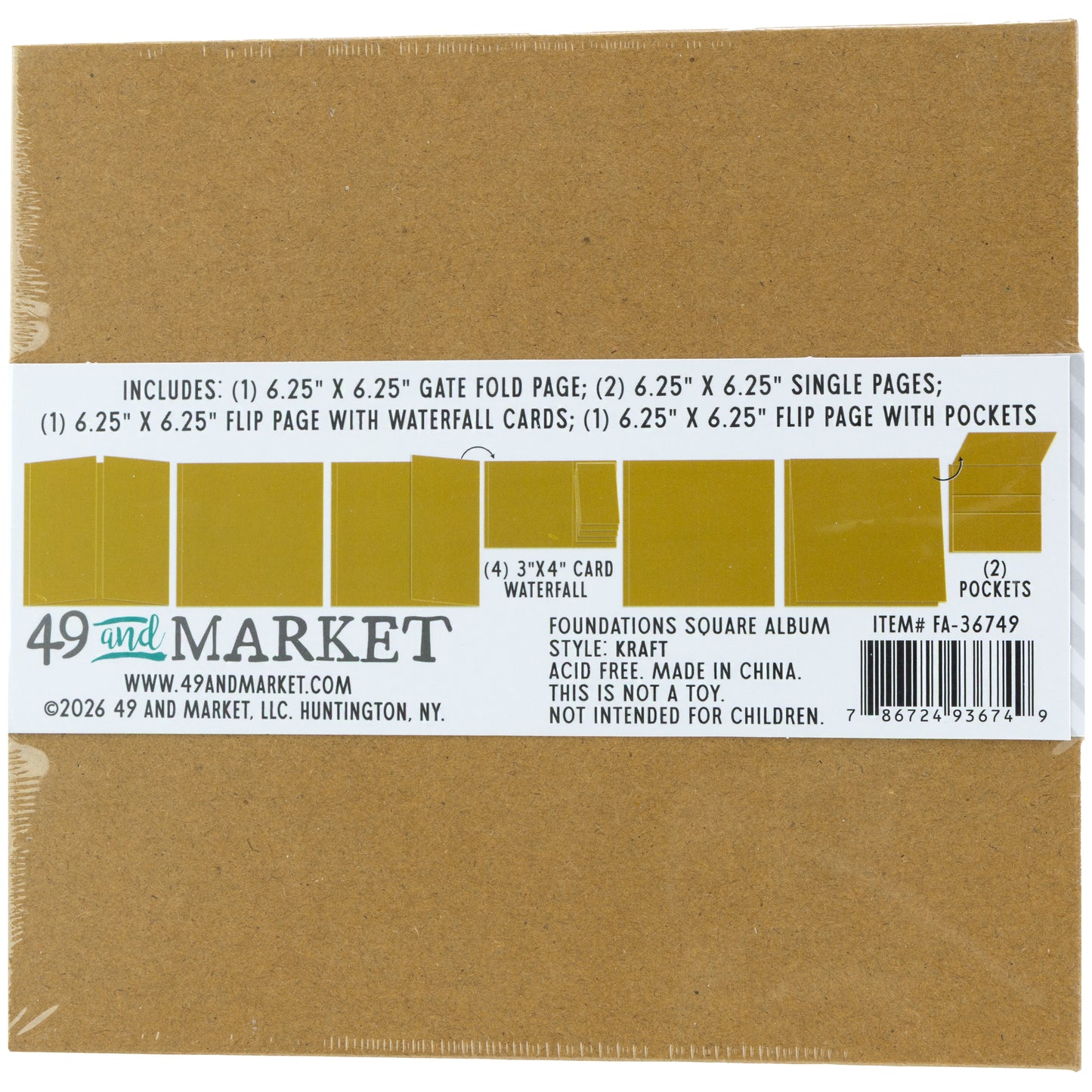 49 and Market - Foundations 6x6" Square Album - Kraft