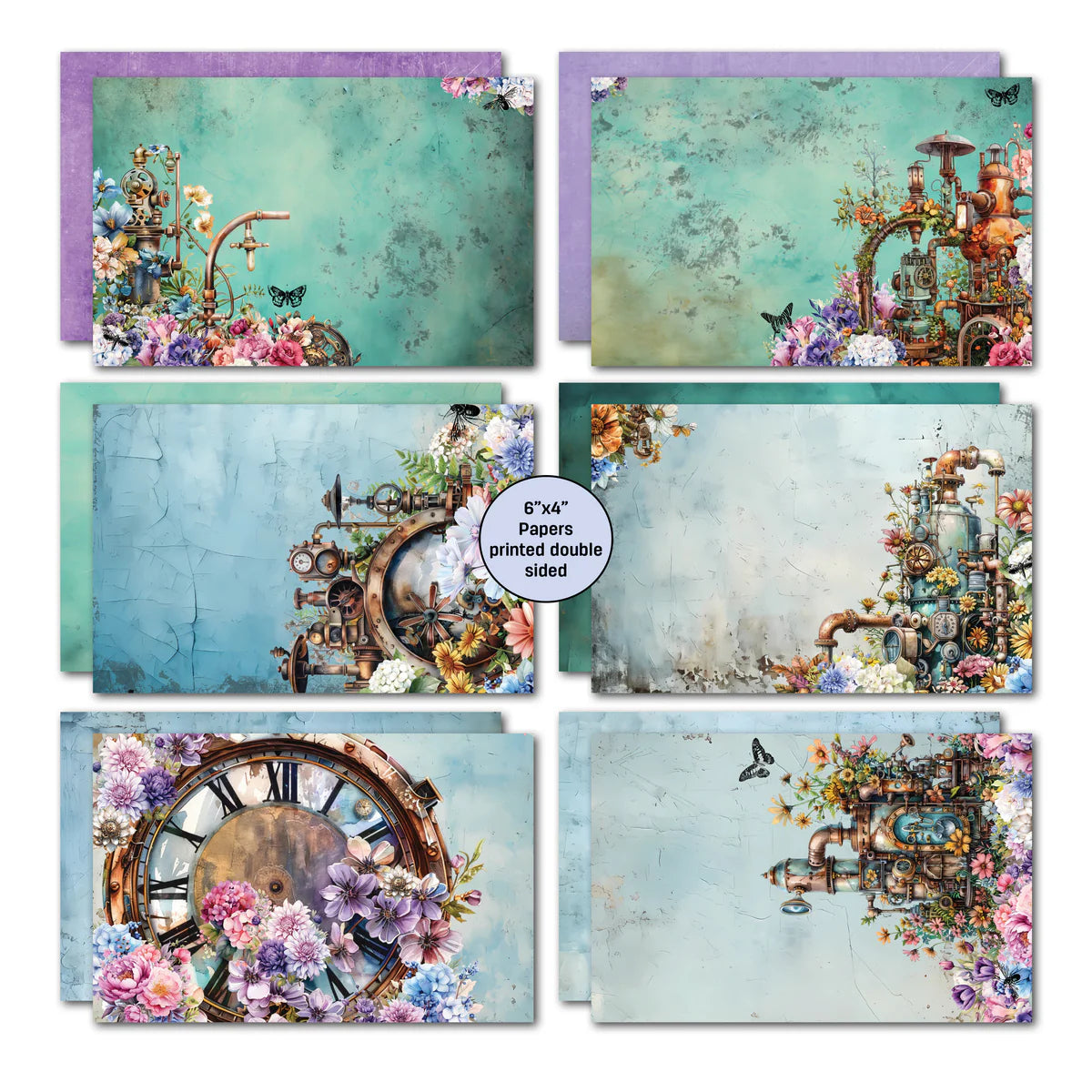 3Quarter Designs - 6x4 Card Making Pack - Floral Mechanica