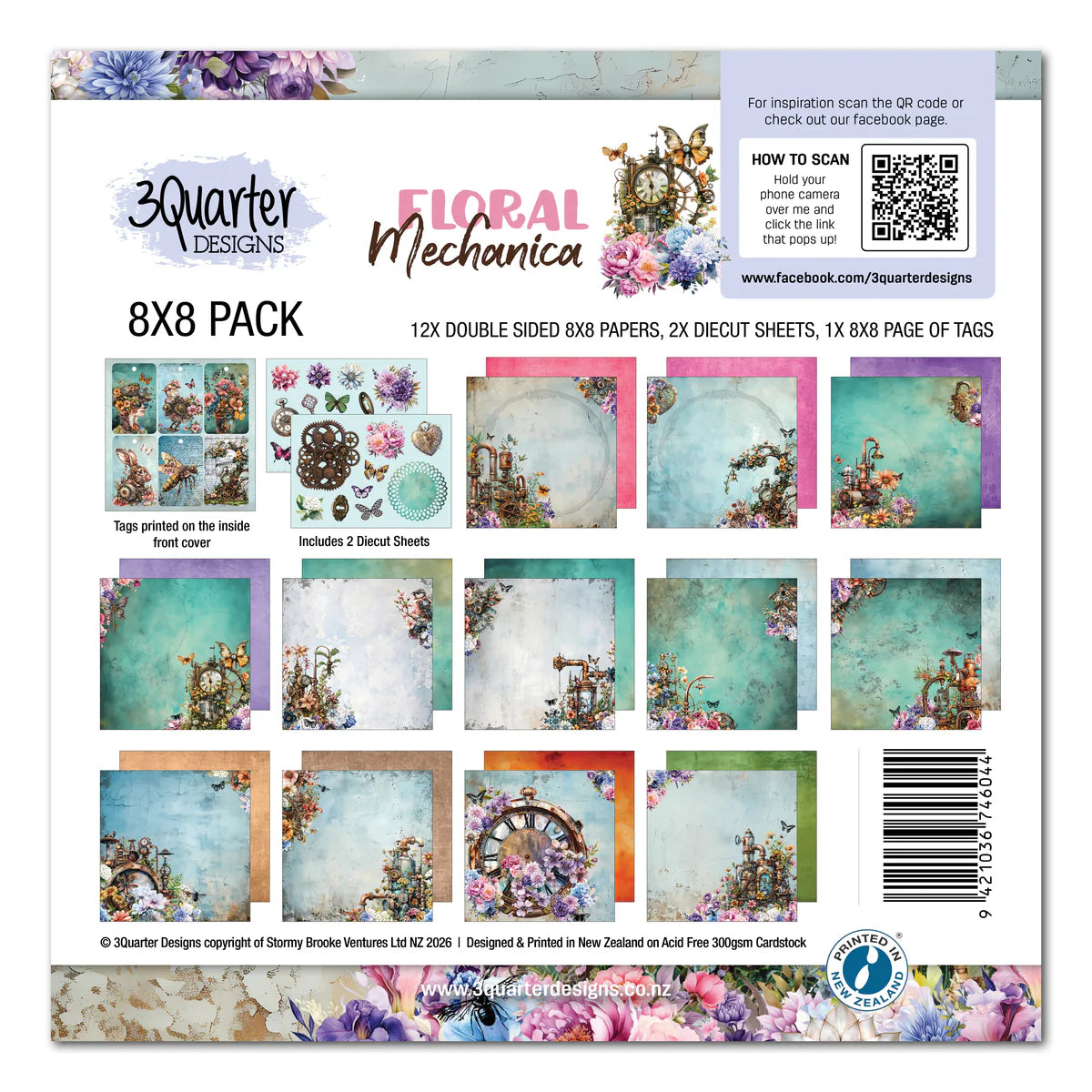 3Quarter Designs - 8x8 - Floral Mechanica