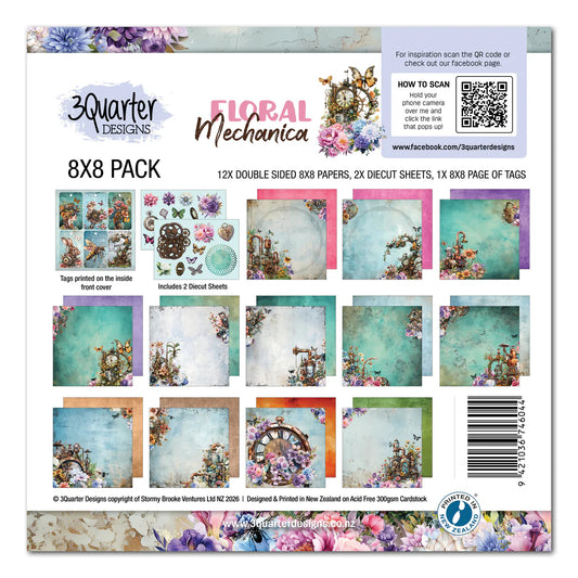 3Quarter Designs - 8x8 - Floral Mechanica