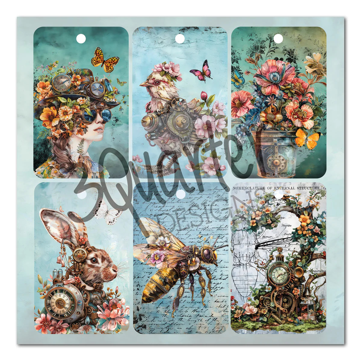 3Quarter Designs - 8x8 - Floral Mechanica
