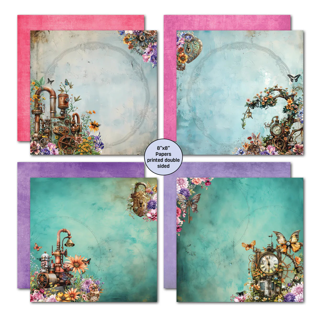 3Quarter Designs - 8x8 - Floral Mechanica