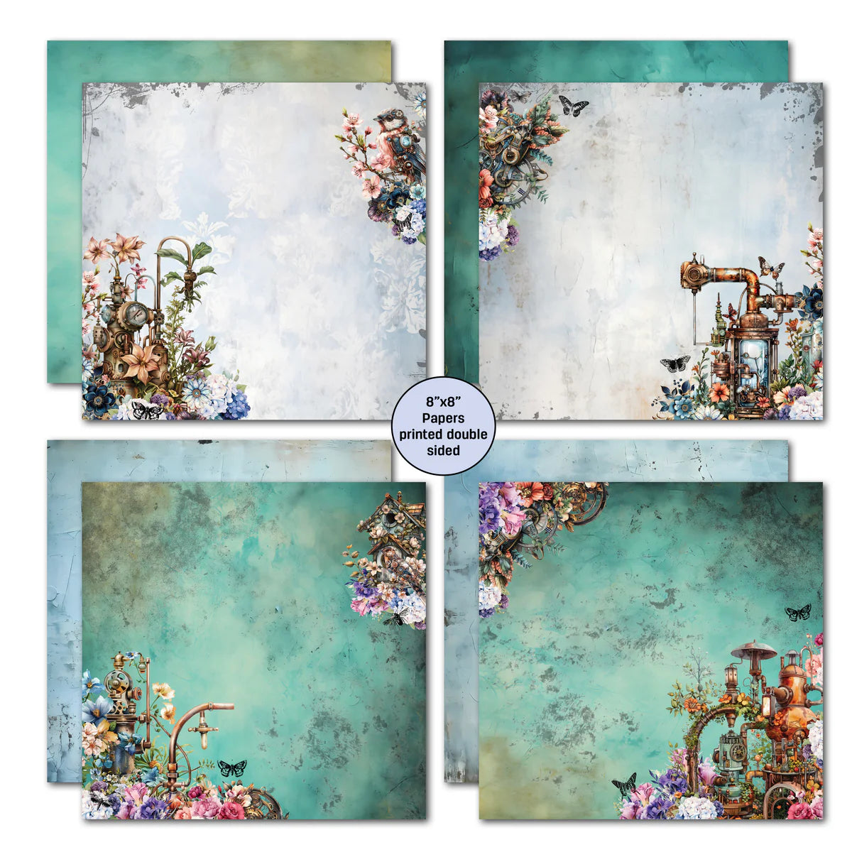 3Quarter Designs - 8x8 - Floral Mechanica