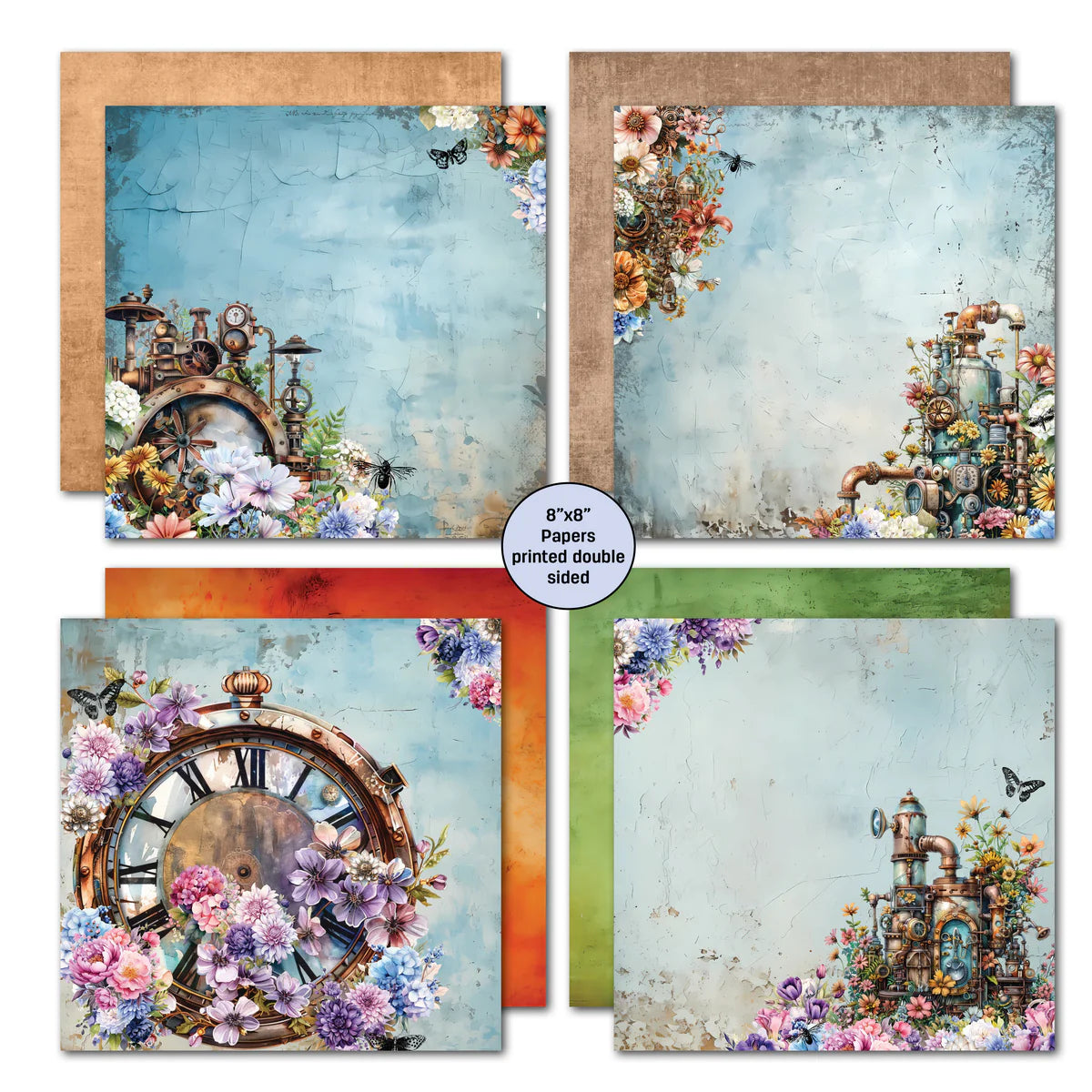 3Quarter Designs - 8x8 - Floral Mechanica