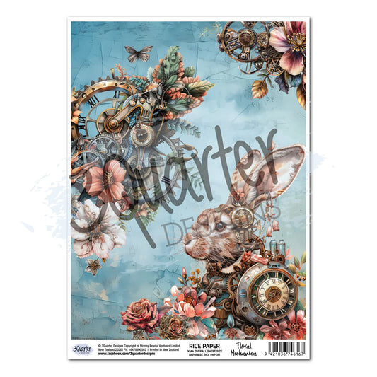 3Quarter Designs - Rice Paper - Floral Mechanica