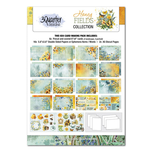 3Quarter Designs - 6x4 Card Making Pack - Honey Fields