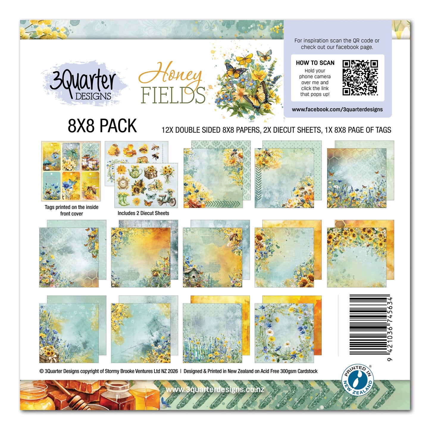 3Quarter Designs - 8x8 - Honey Fields