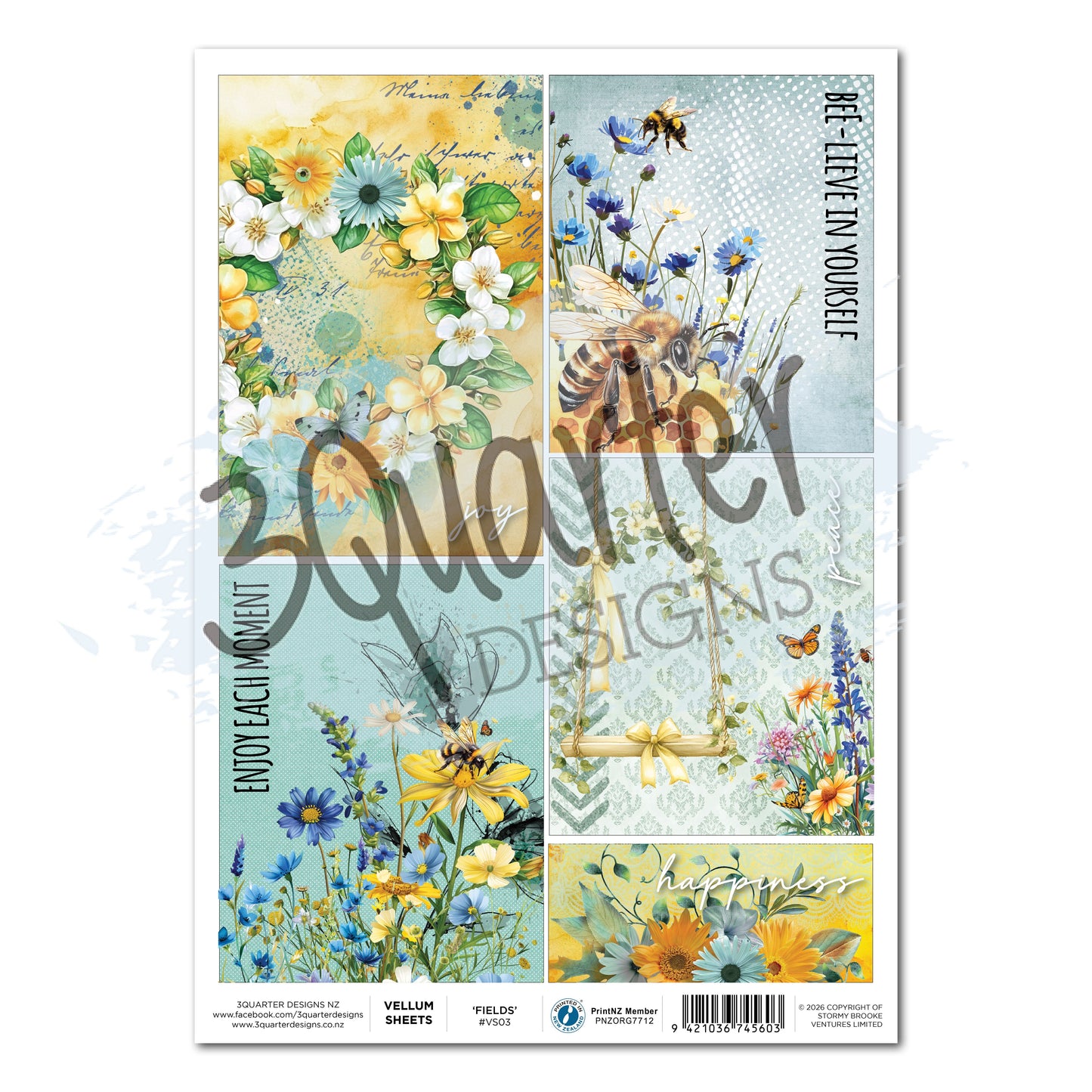 3Quarter Designs - Vellum - Honey Fields