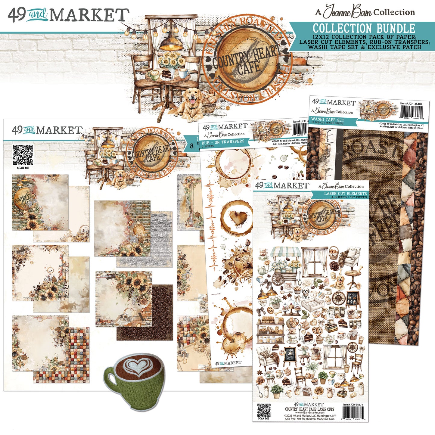49 and Market -Country Heart Cafe Collection Bundle with Patch