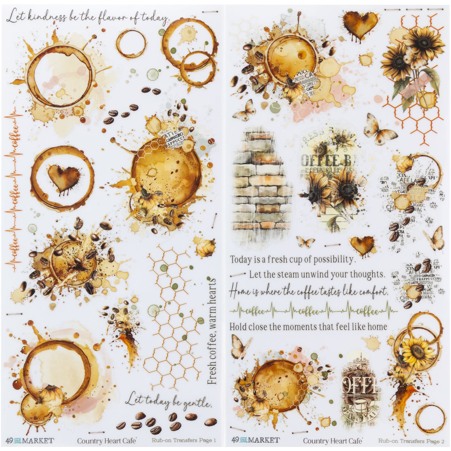 49 and Market - Country Heart Cafe - Rub-On Transfer Set 6"X12"