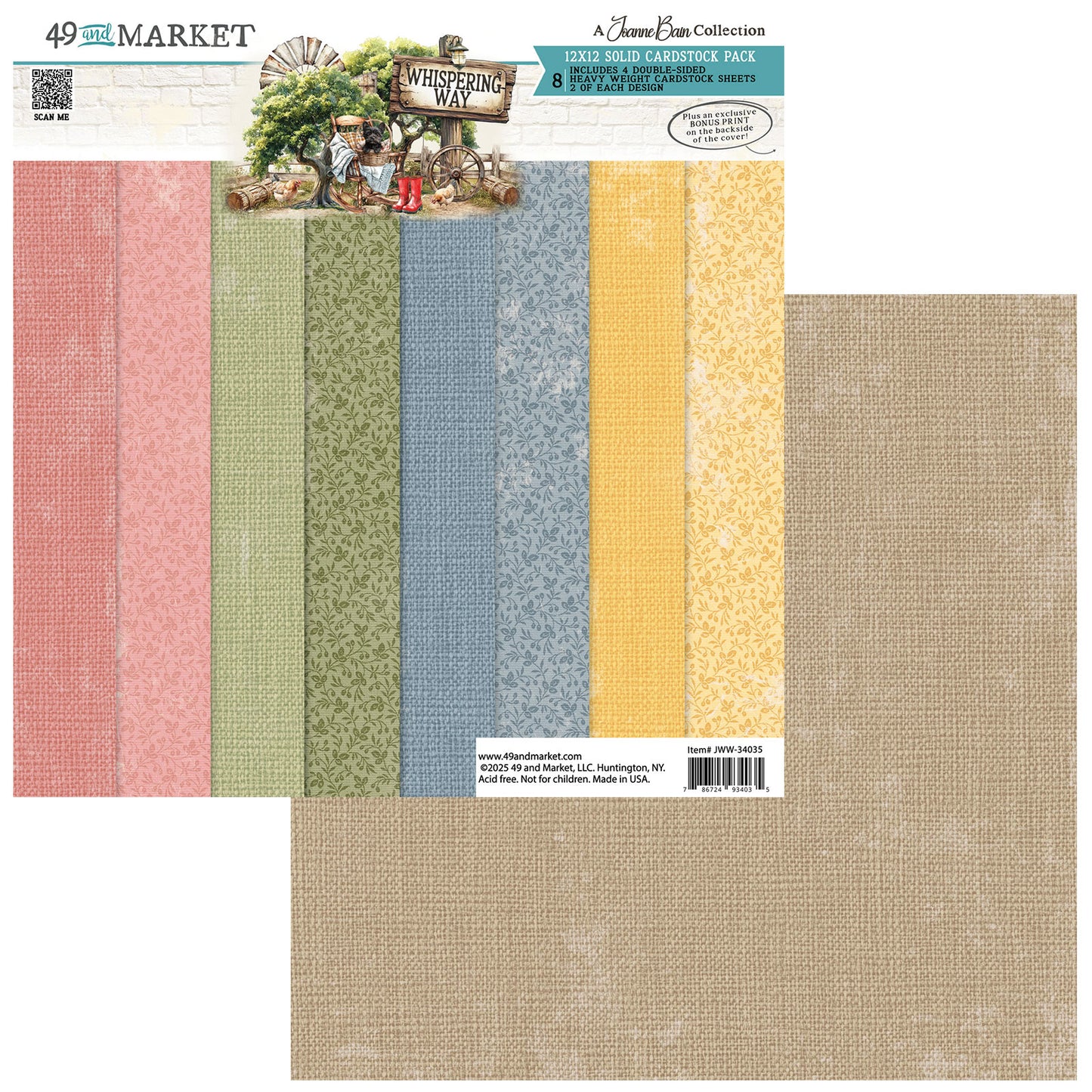 49 and Market - Whispering Way - 12 x12 Solids Collection Pack