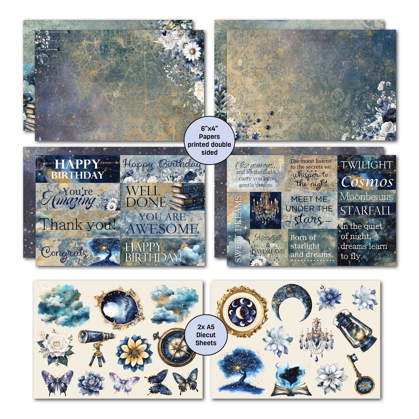 3Quarter Designs - 6x4 Card Making Pack - Lunar Horoscopes