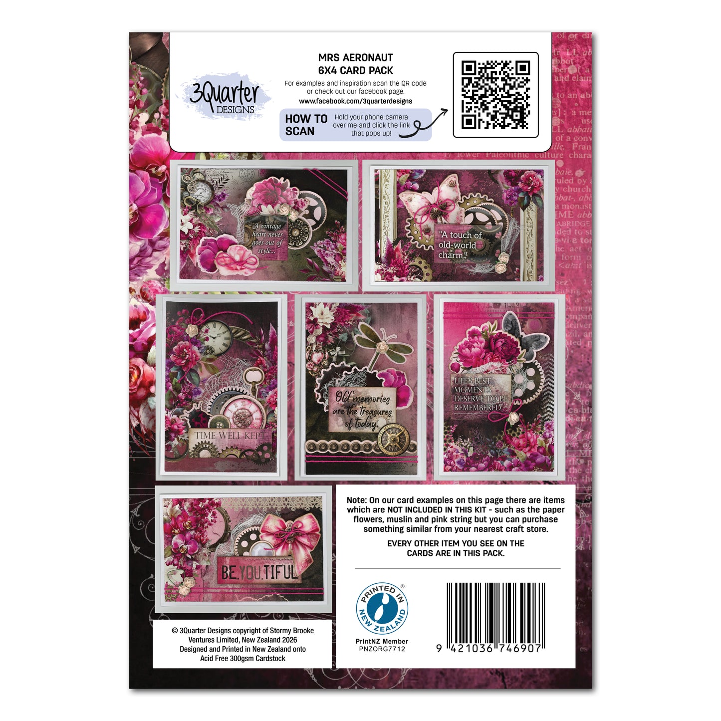 3Quarter Designs - 6x4 Card Making Pack - Mrs Aeronaut