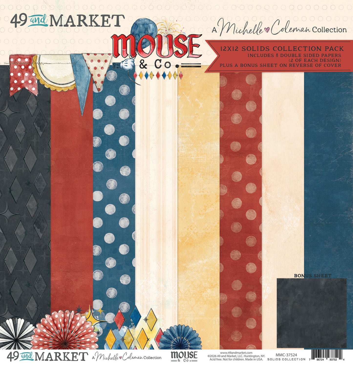 49 and Market - Mouse & Co. - 12x12 Solid Collection Pack