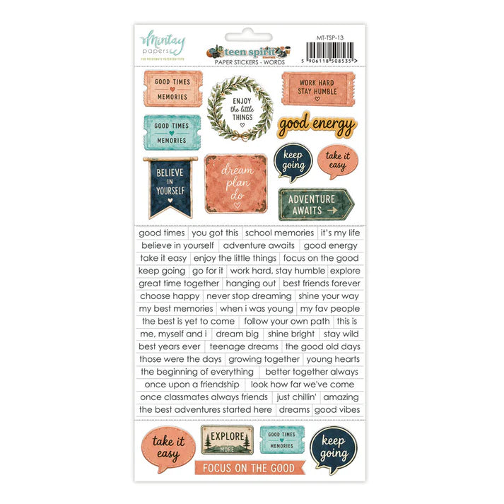 Mintay - Teen Spirit - Paper Stickers Sheet Words