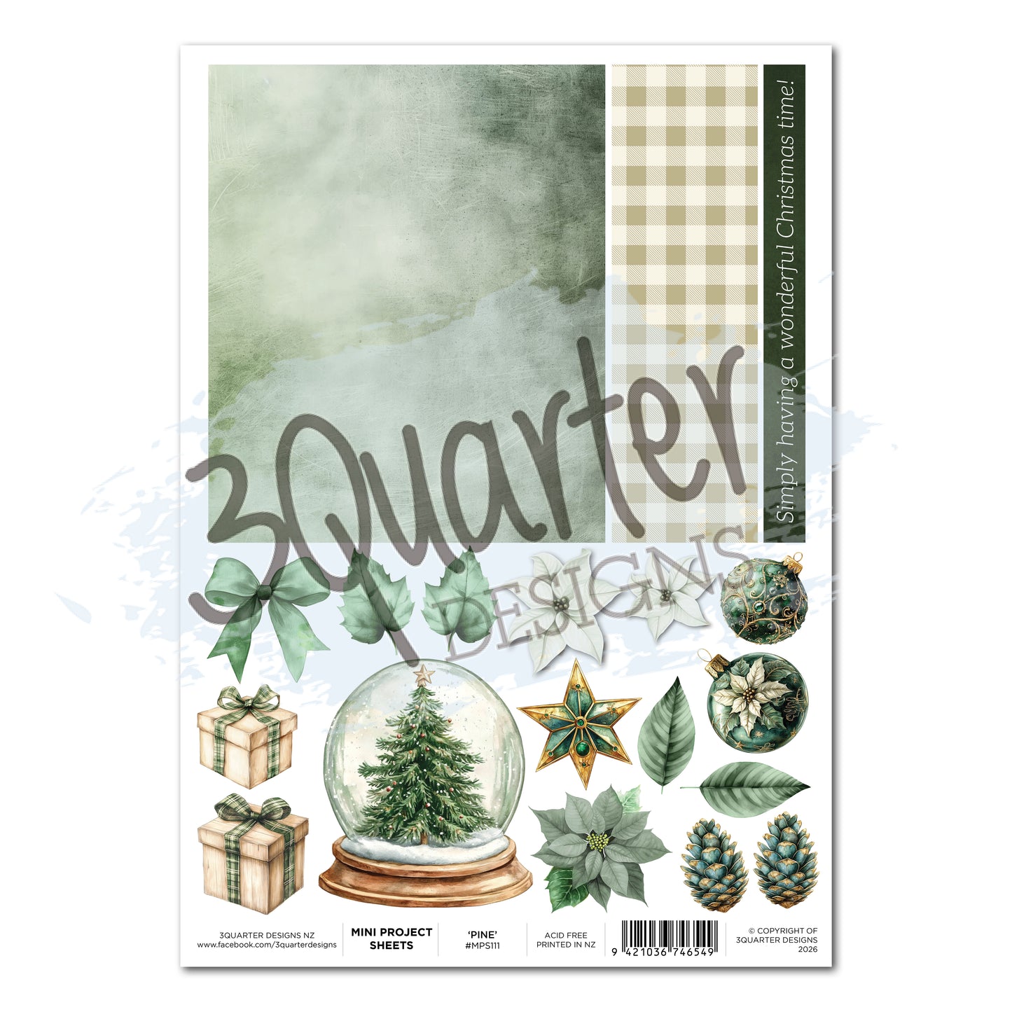 3Quarter Designs - Mini Project Sheet - Pine Festivities
