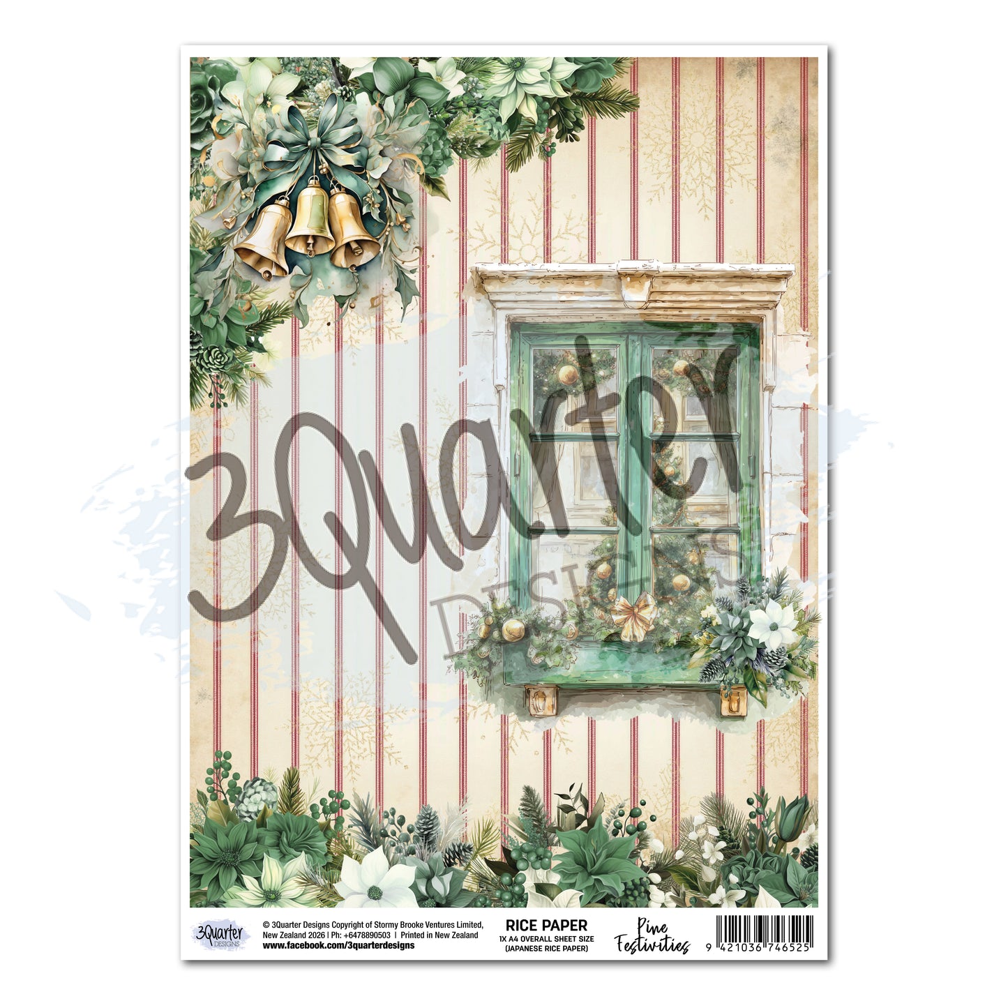 3Quarter Designs - Rice Paper - Pine Festivities