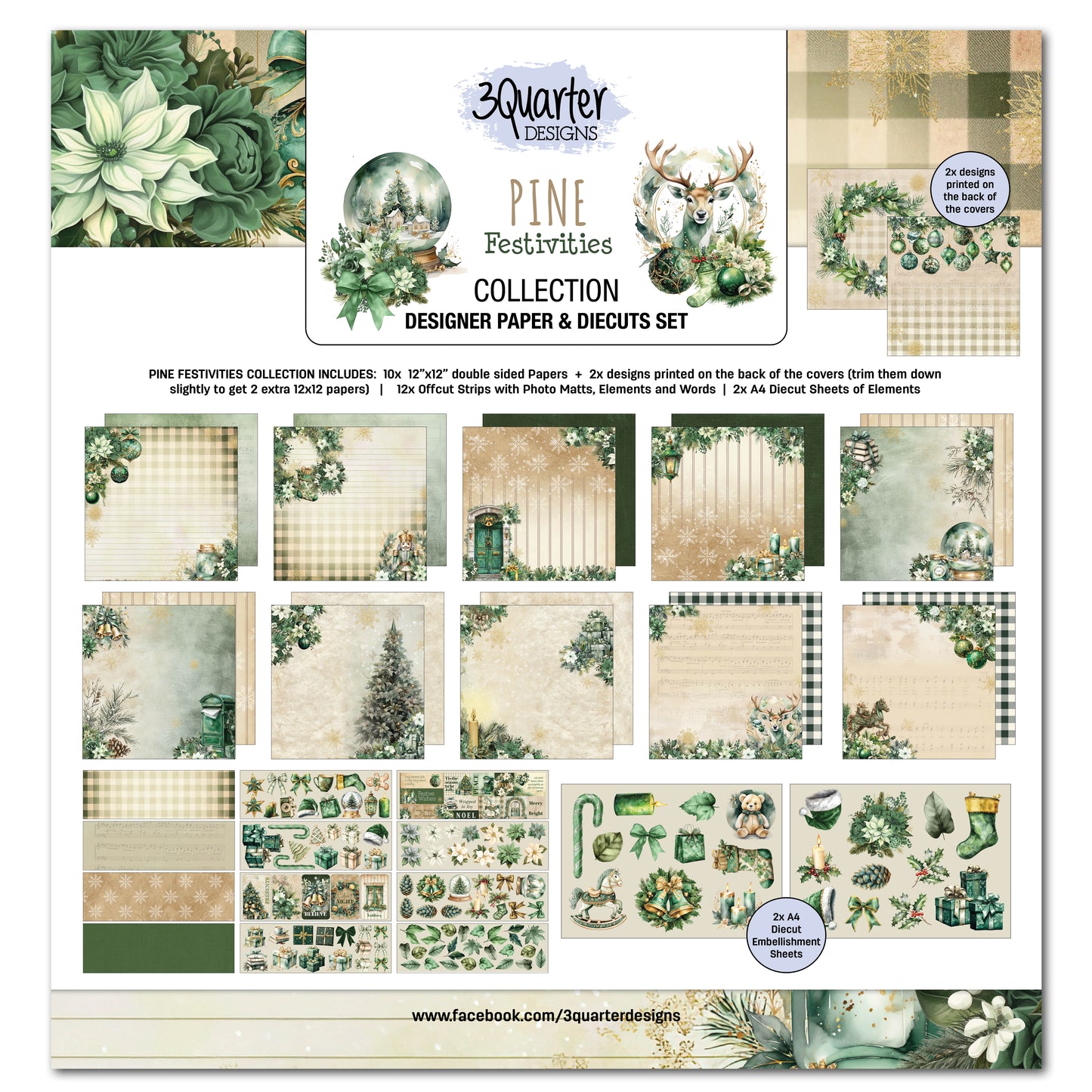 3Quarter Designs - 12x12 - Pine Festivities